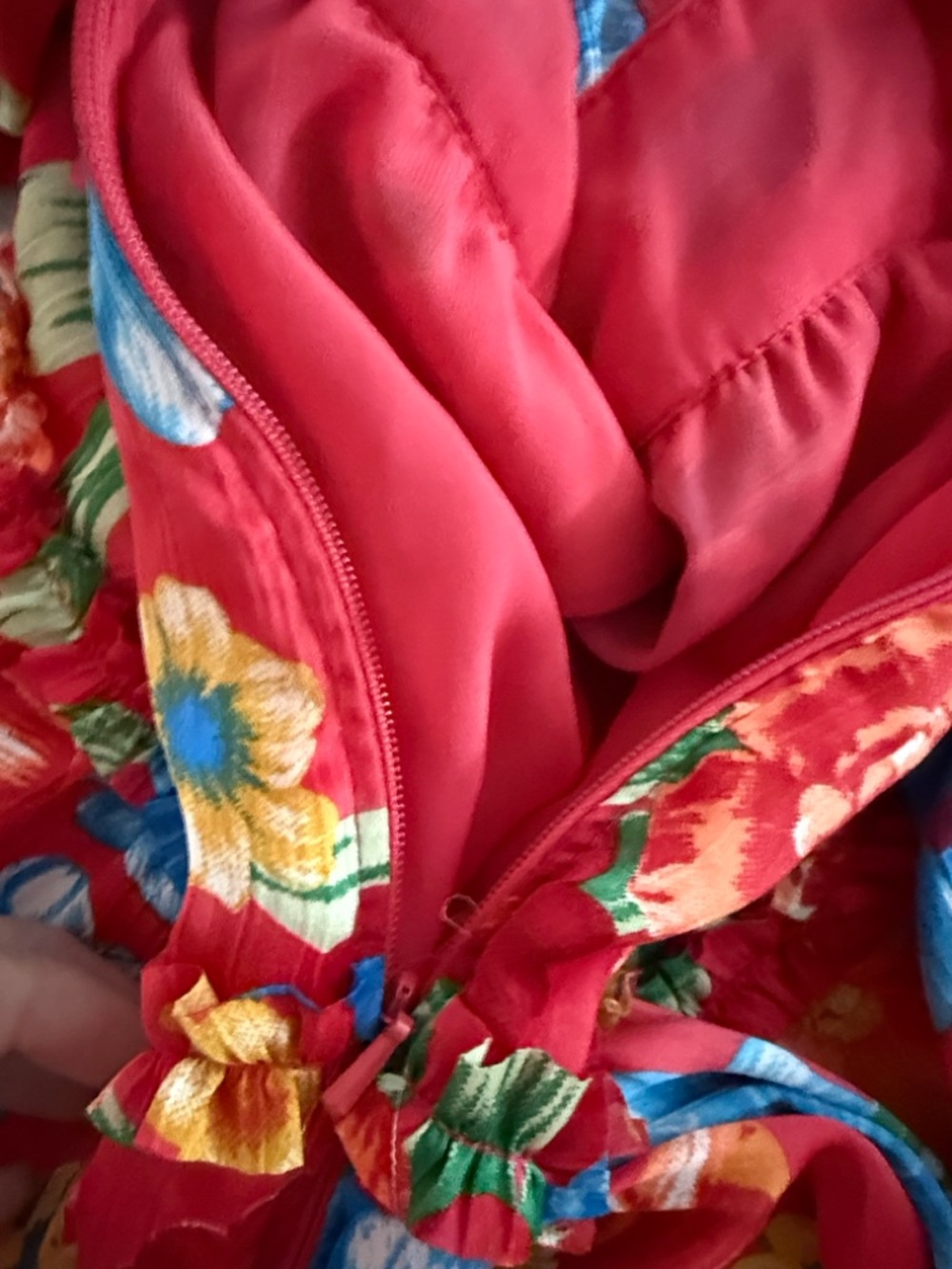 Chelsea & Violet Margaux Plisse Red Tiered Maxi Dress Side Zipper Side - Picture 10 of 15